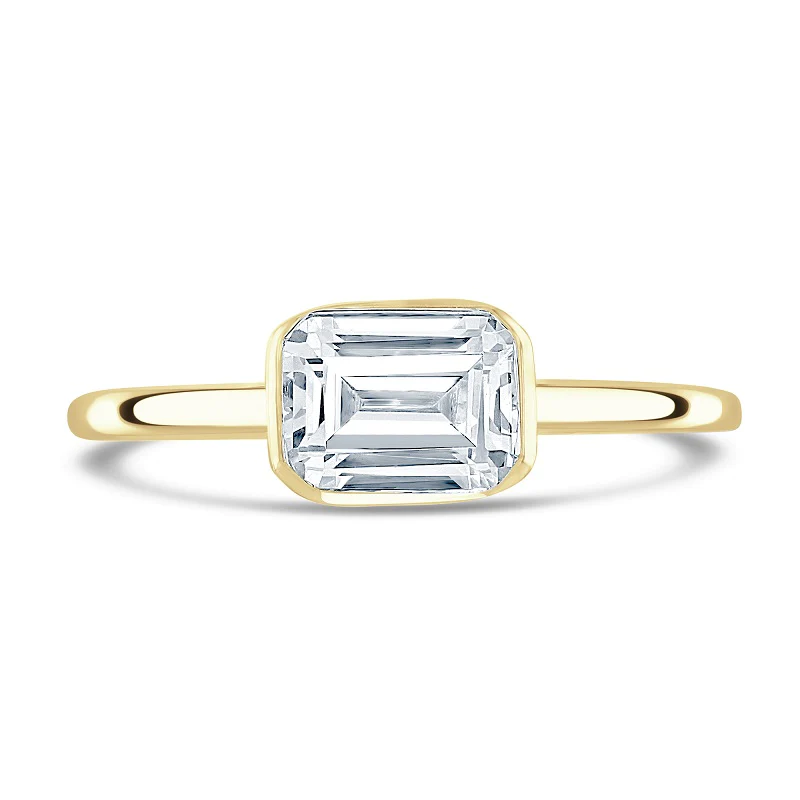 Brown & Newirth Created 1.09ct Laboratory Grown Diamond Emerald Cut 18ct Yellow Gold Silhouette Ring - Image 3