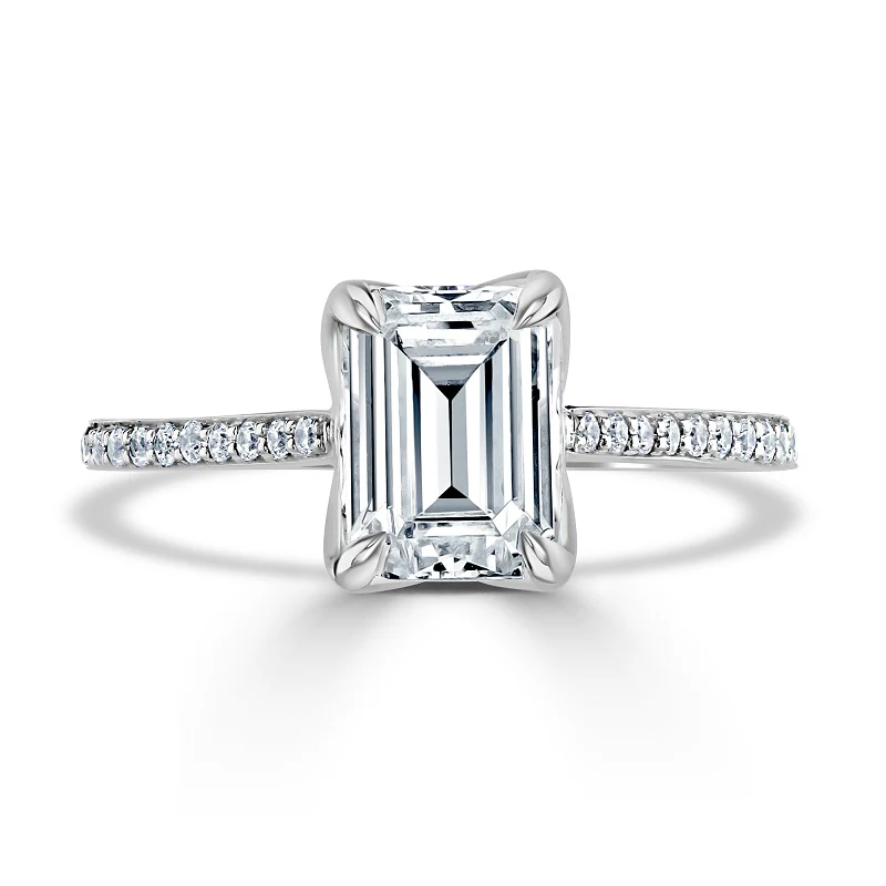 Brown & Newirth Created 2.30ct Laboratory Grown Diamond Emerald Cut Bloom Platinum Ring - Image 3