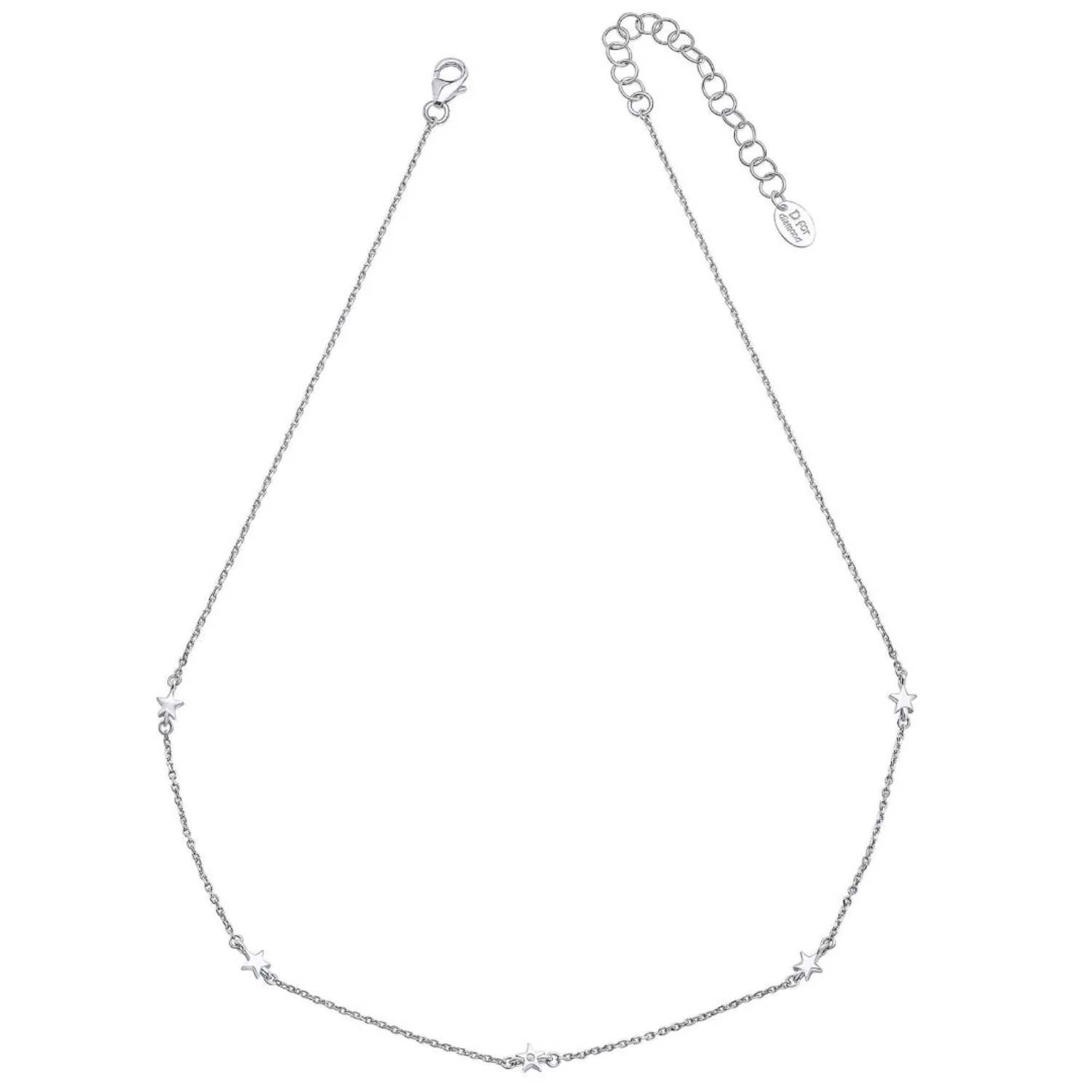 D for Diamond Star Station Silver Necklace - Image 3