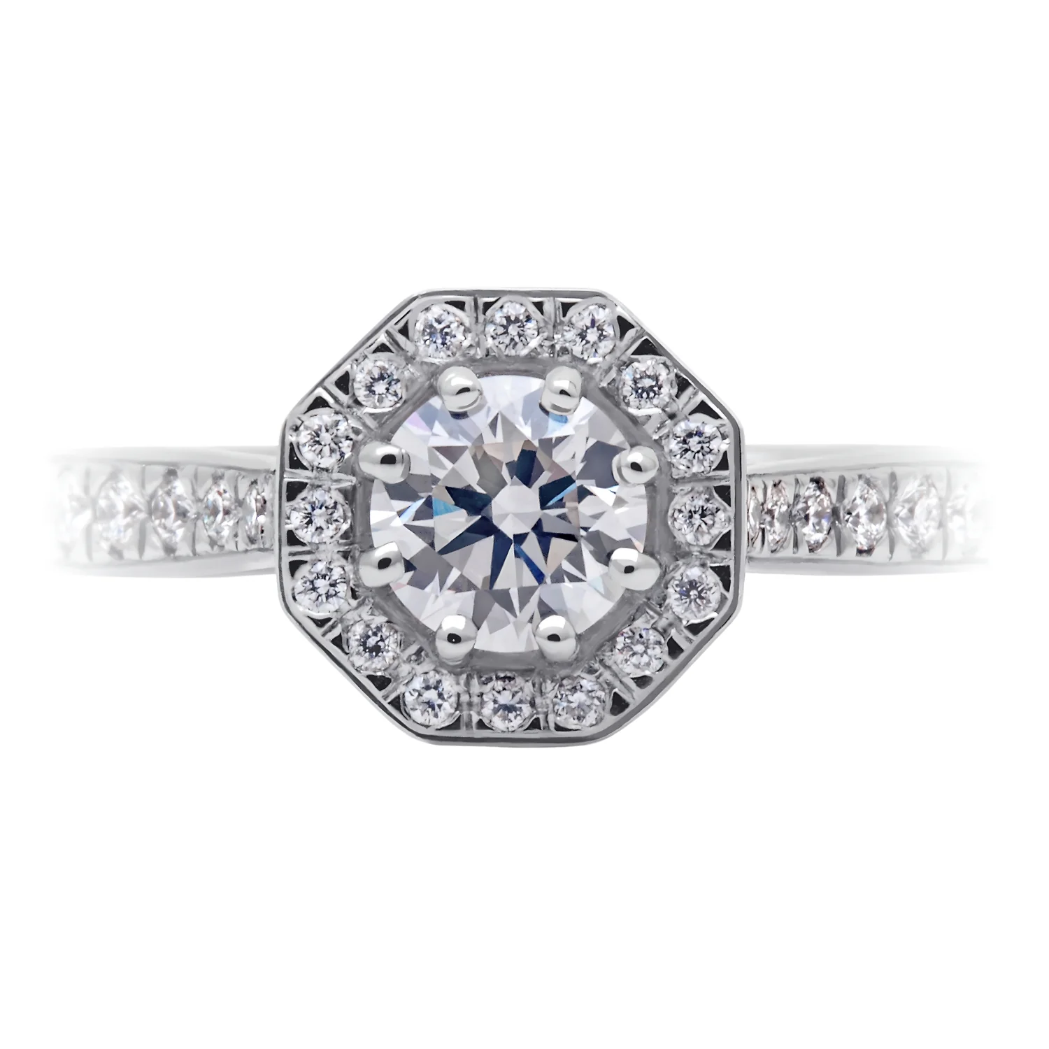 Diamond 0.50ct Octagonal Cluster Platinum Ring - Image 3