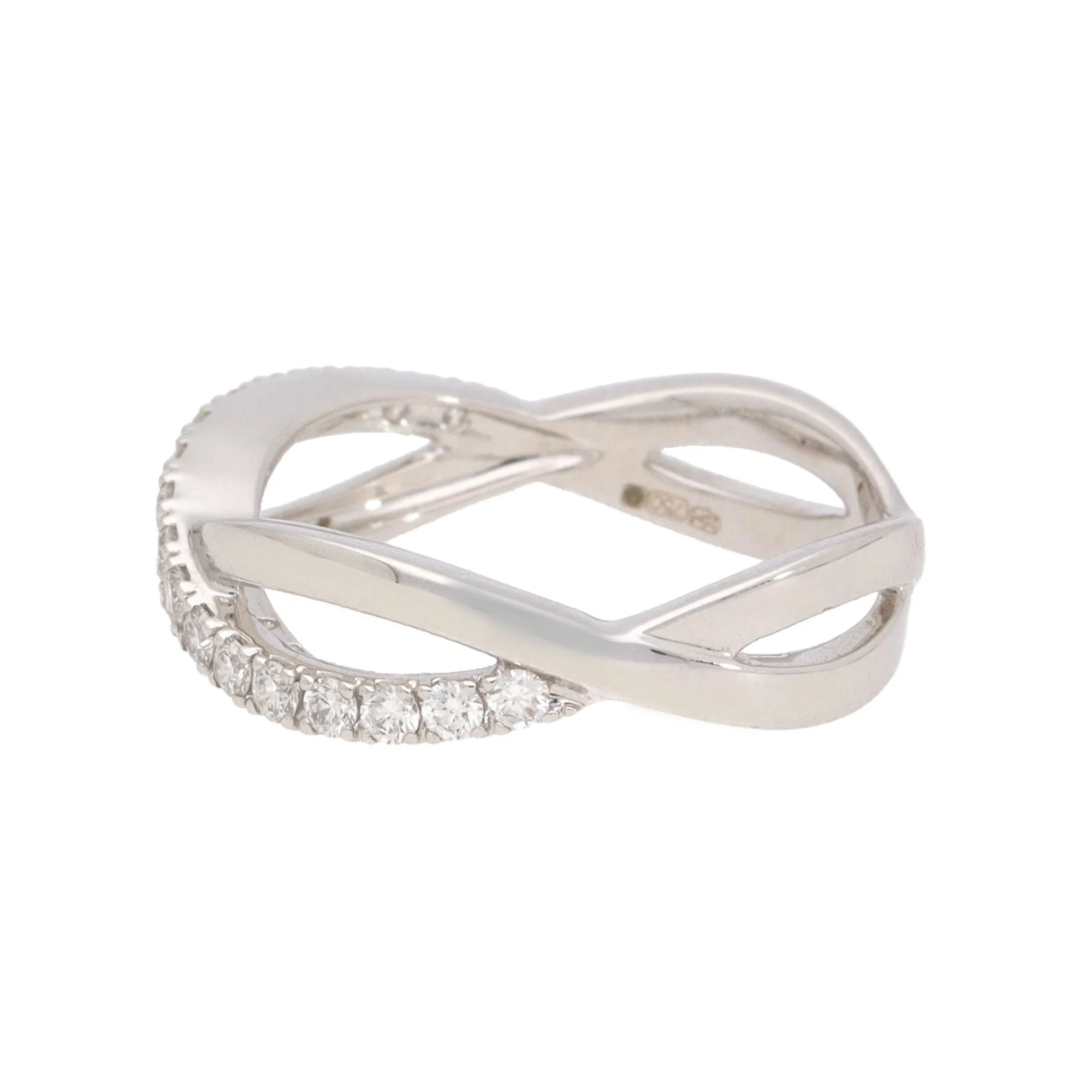 Diamond 18ct White Gold Crossover Ring (L½) - Image 3