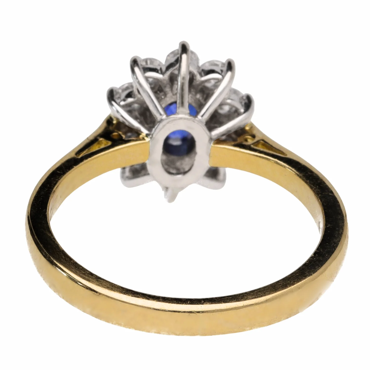 Pre-Owned Sapphire and Diamond Oval 18ct Yellow Gold Cluster Ring - Image 3