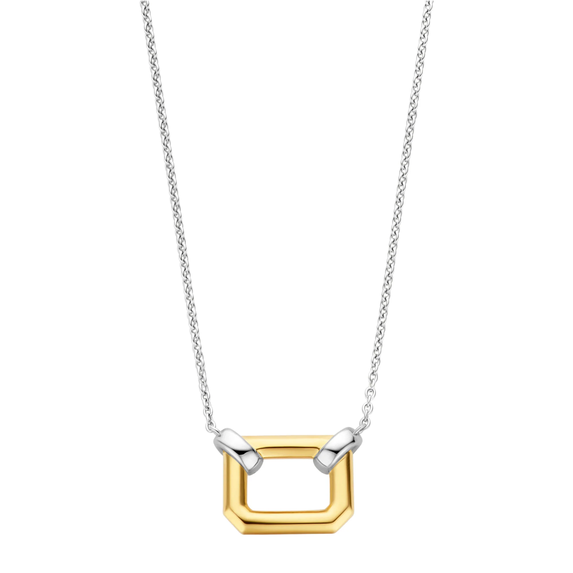Ti Sento Yellow Gold Plated Pavé Cubic Zirconia Octagonal Link Necklace 34027ZY - Image 3