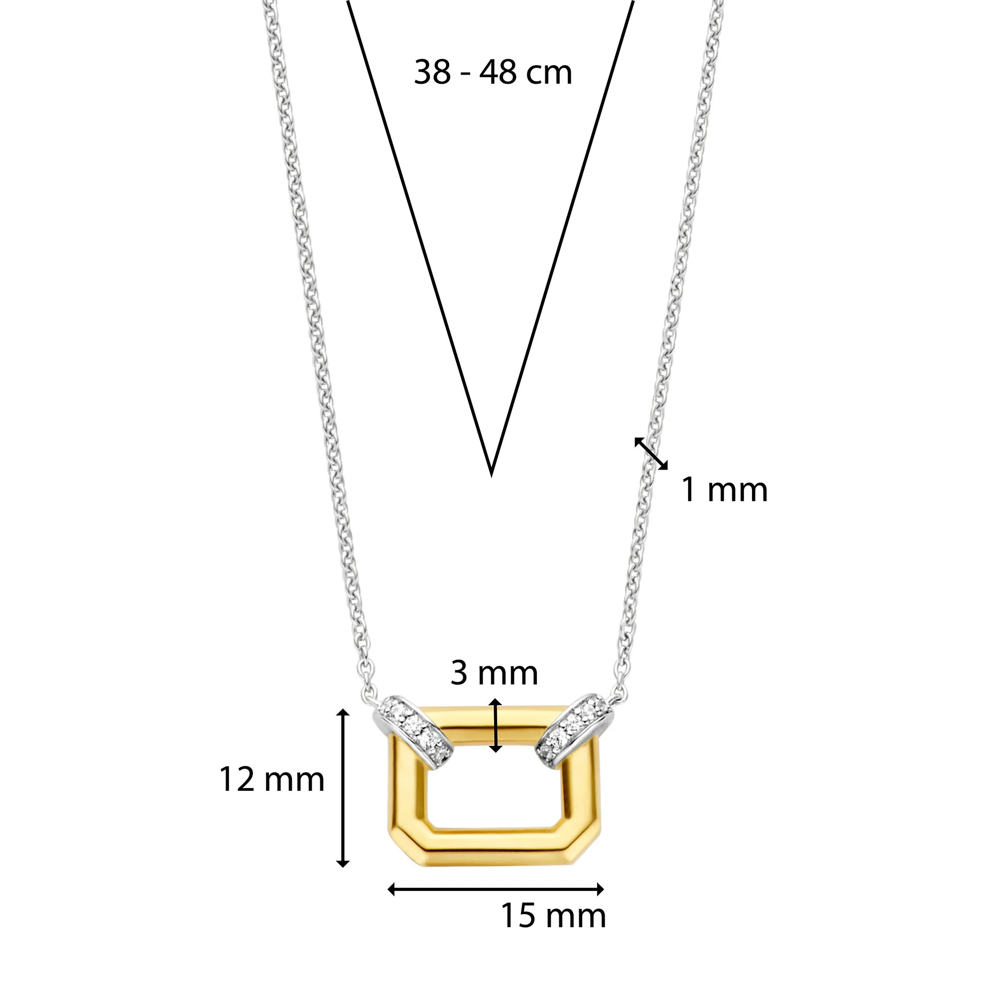 Ti Sento Yellow Gold Plated Pavé Cubic Zirconia Octagonal Link Necklace 34027ZY - Image 5