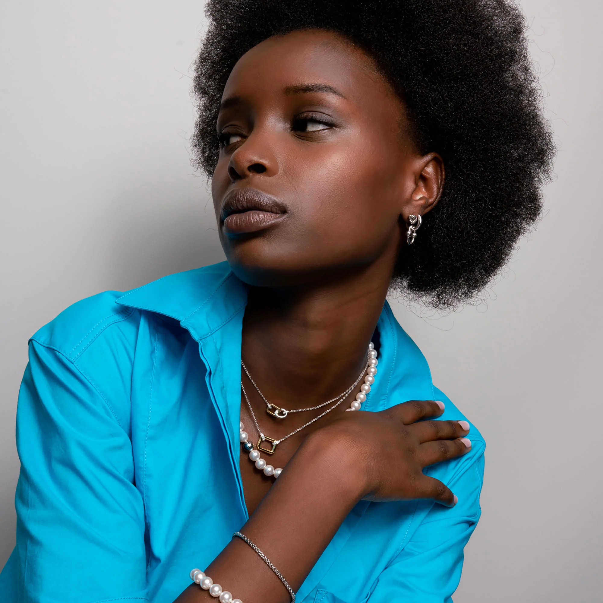 Ti Sento Yellow Gold Plated Pavé Cubic Zirconia Octagonal Link Necklace 34027ZY - Image 6