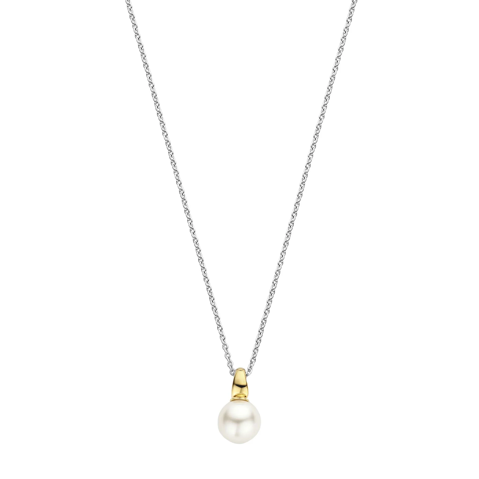 Ti Sento Yellow Gold Plated Synthetic Pearl Drop Necklace 34037YP - Image 3