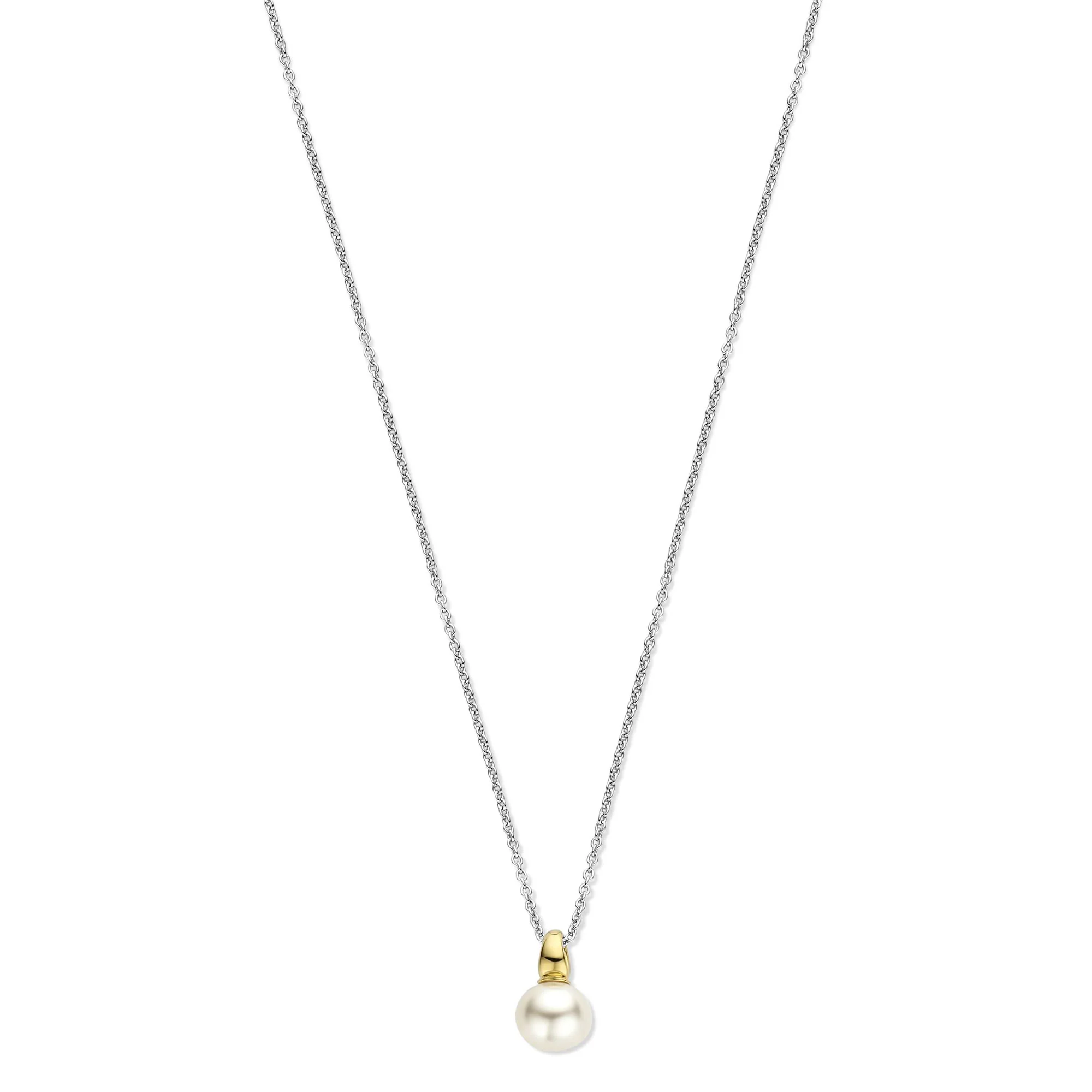 Ti Sento Yellow Gold Plated Synthetic Pearl Drop Necklace 34037YP - Image 4