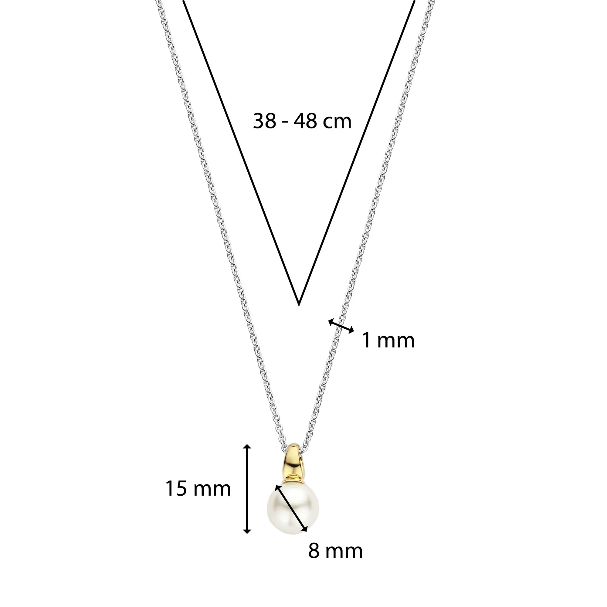 Ti Sento Yellow Gold Plated Synthetic Pearl Drop Necklace 34037YP - Image 5