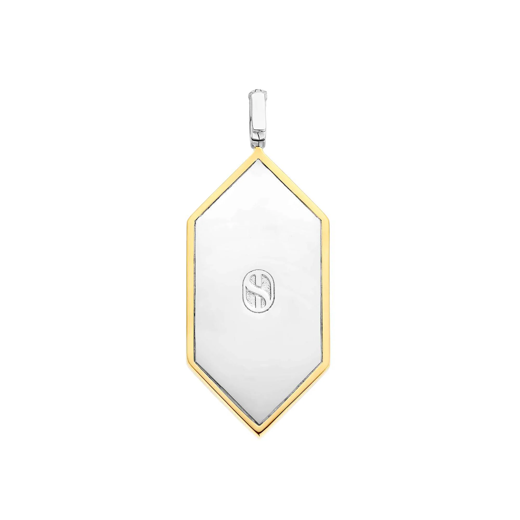 Ti Sento Yellow Gold Plated Synthetic Pearl Mother of Pearl White and Nude Pink Hexagonal Pendant 6825MW - Image 3